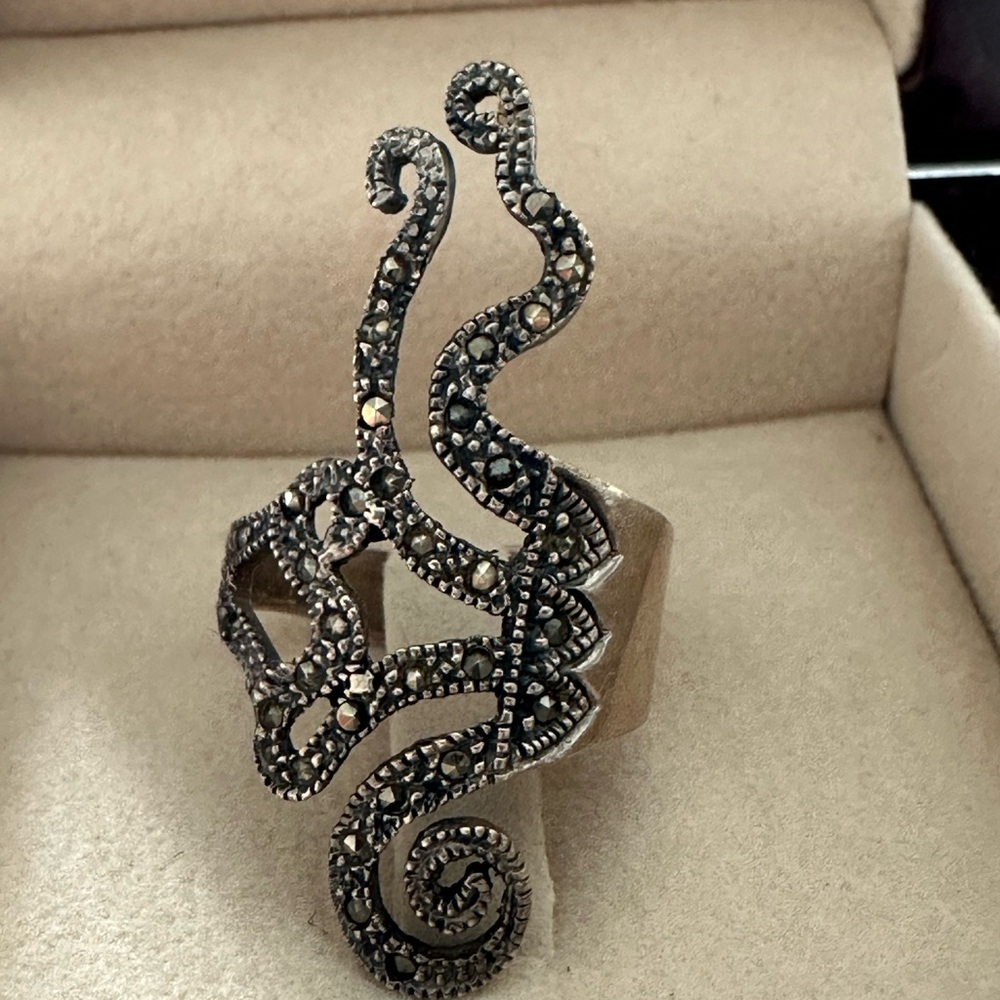 Silver Marcasite Ring - image 1